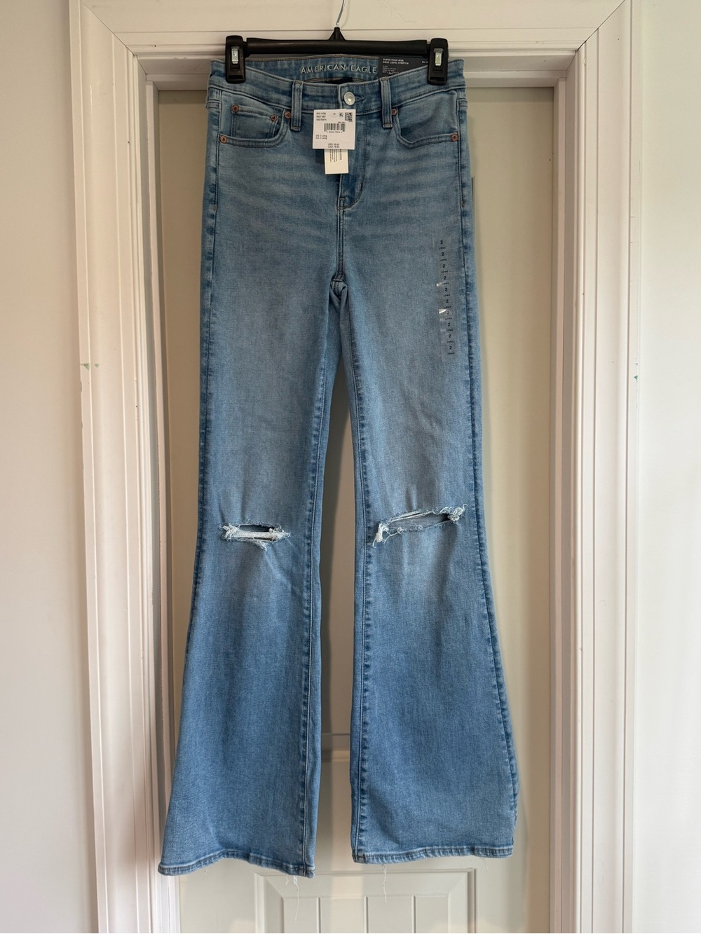 American Eagle Outfitters Light Blue Distressed Flare Jeans size 2